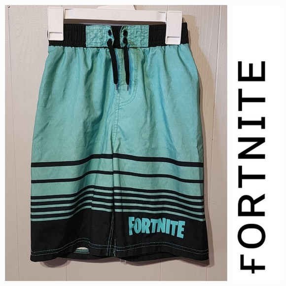 Fortnite Swim Trunks Blue Green Black Medium Beach A131‎ - Picture 1 of 4